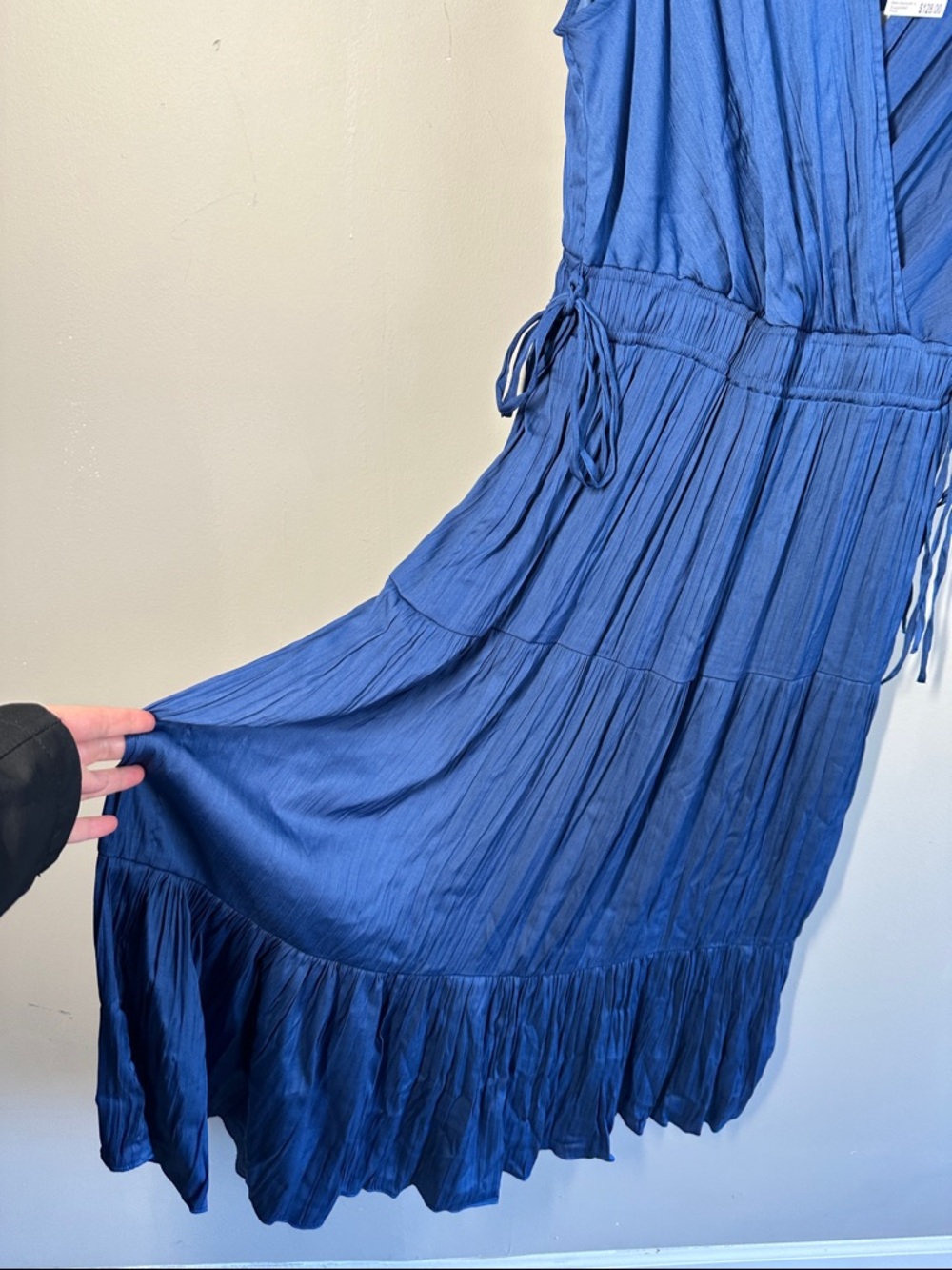 NWT Joie Blue Lapis Maxi Dress Size M Fax Wrap Tiered - Picture 5 of 15